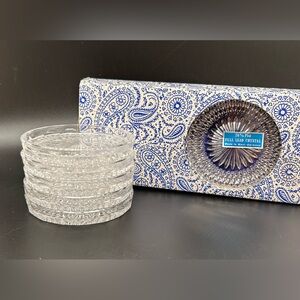 Vintage Diamond Cut Crystal Coasters, Set of 6, Full Lead Crystal,